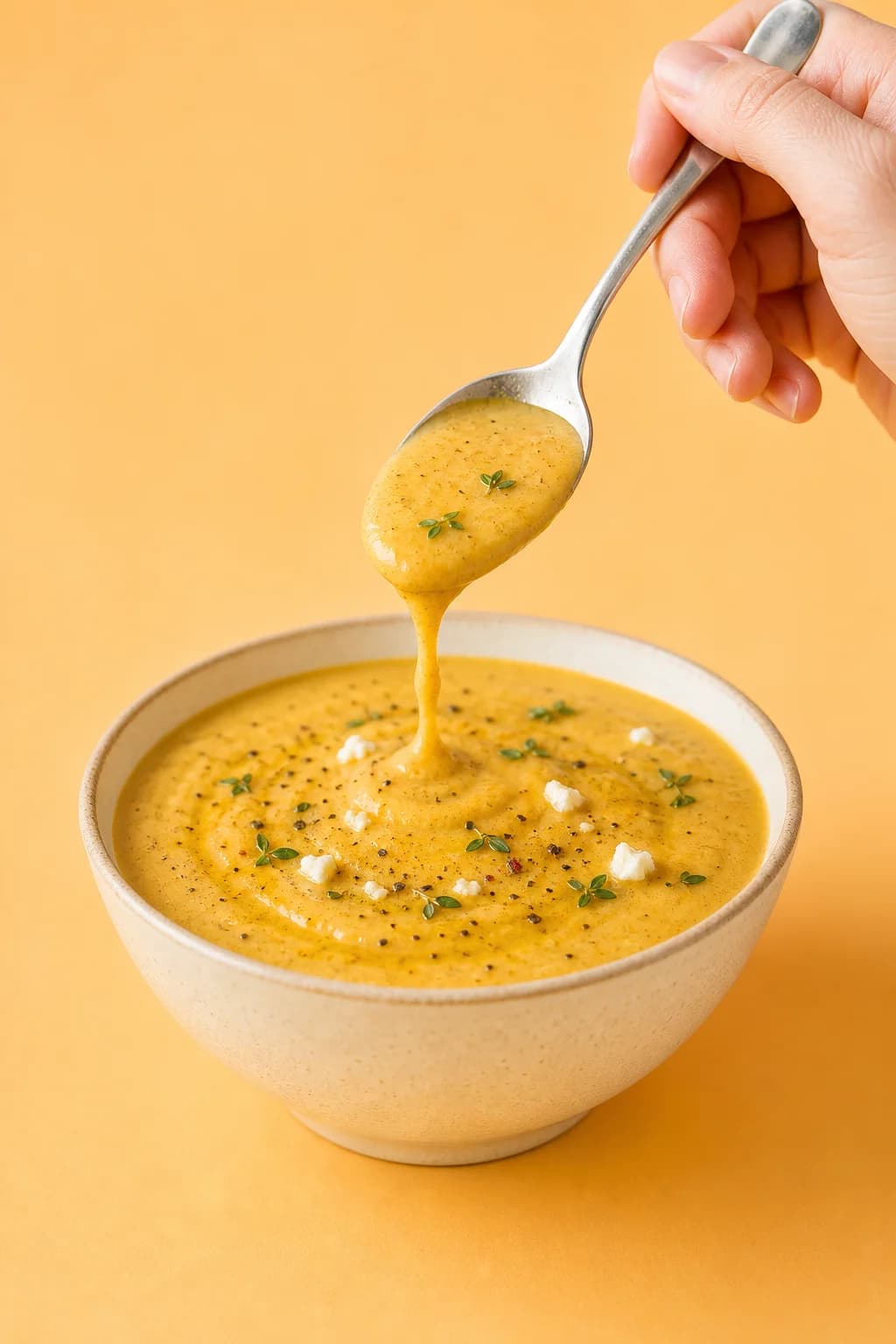 Creamy feta and roasted veg soup